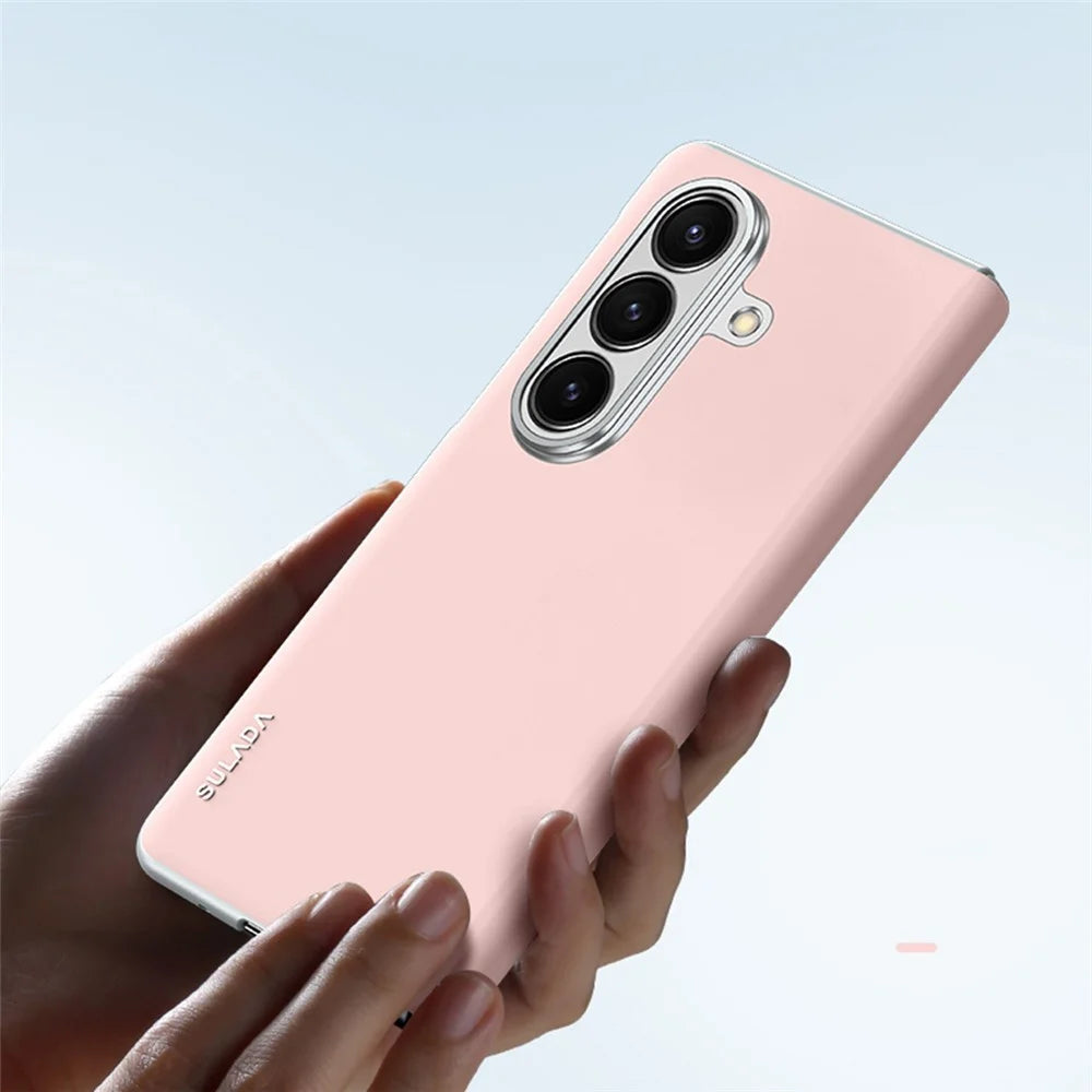 SULADA For Samsung Galaxy Z Fold7 5G Case Leather Back Cover Magnetic Case Hinge Protection - Pink - 4
