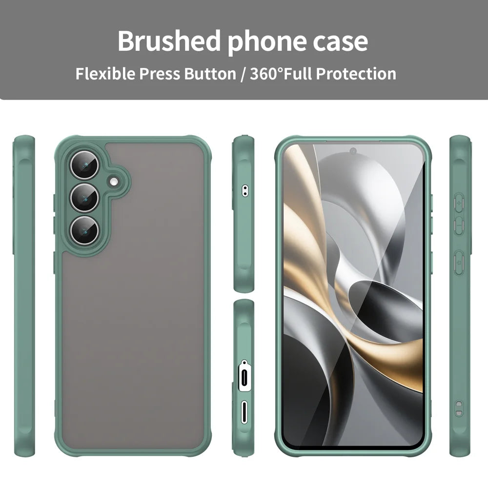 WANLONFENG For Samsung Galaxy S25 FE Case with Screen Film  FD Series Skin Touch TPU PC Phone Back Cover - Green - 3