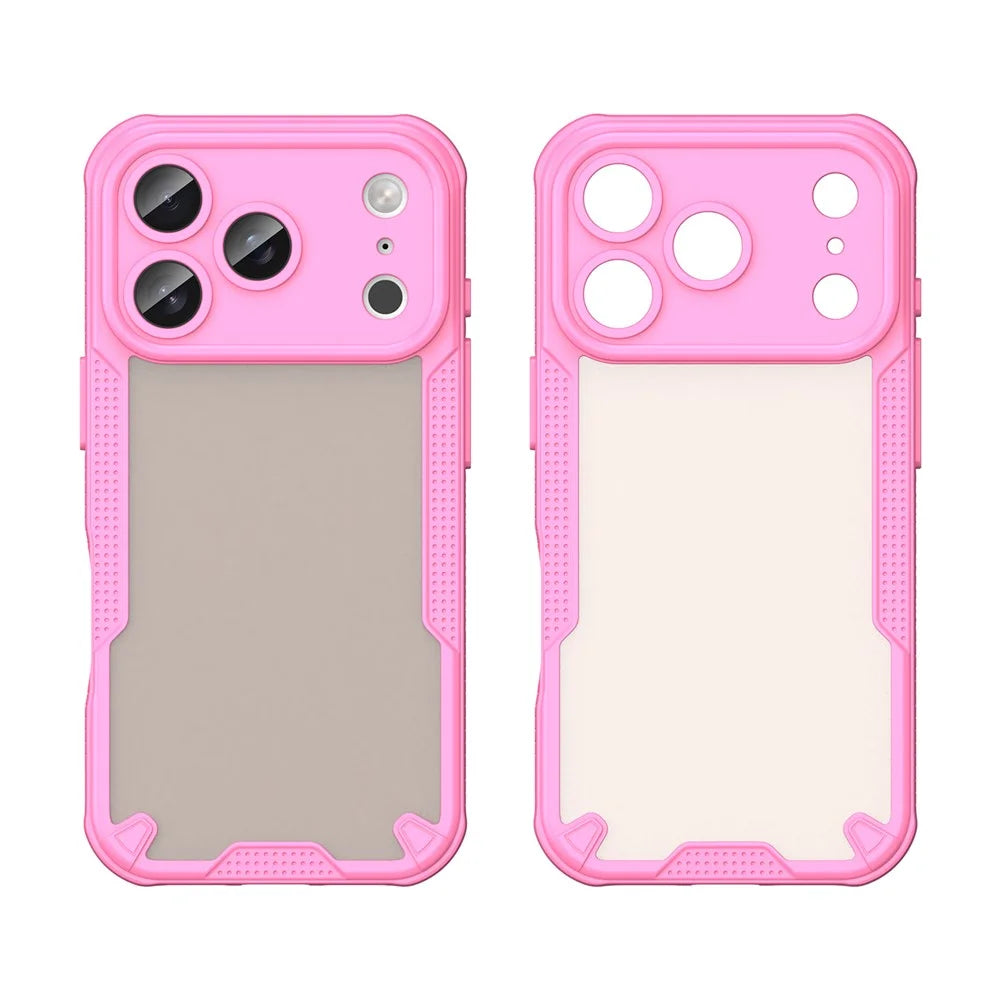 For iPhone 17 Pro Case PC + TPU Semi-Transparent Frosted Finish Protective Phone Cover - Pink - 2