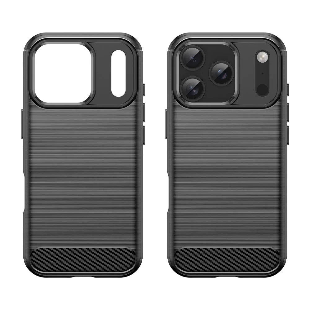 For iPhone 17 Pro Case Protective Phone Cover Carbon Fiber Texture Brushed - Black - 2