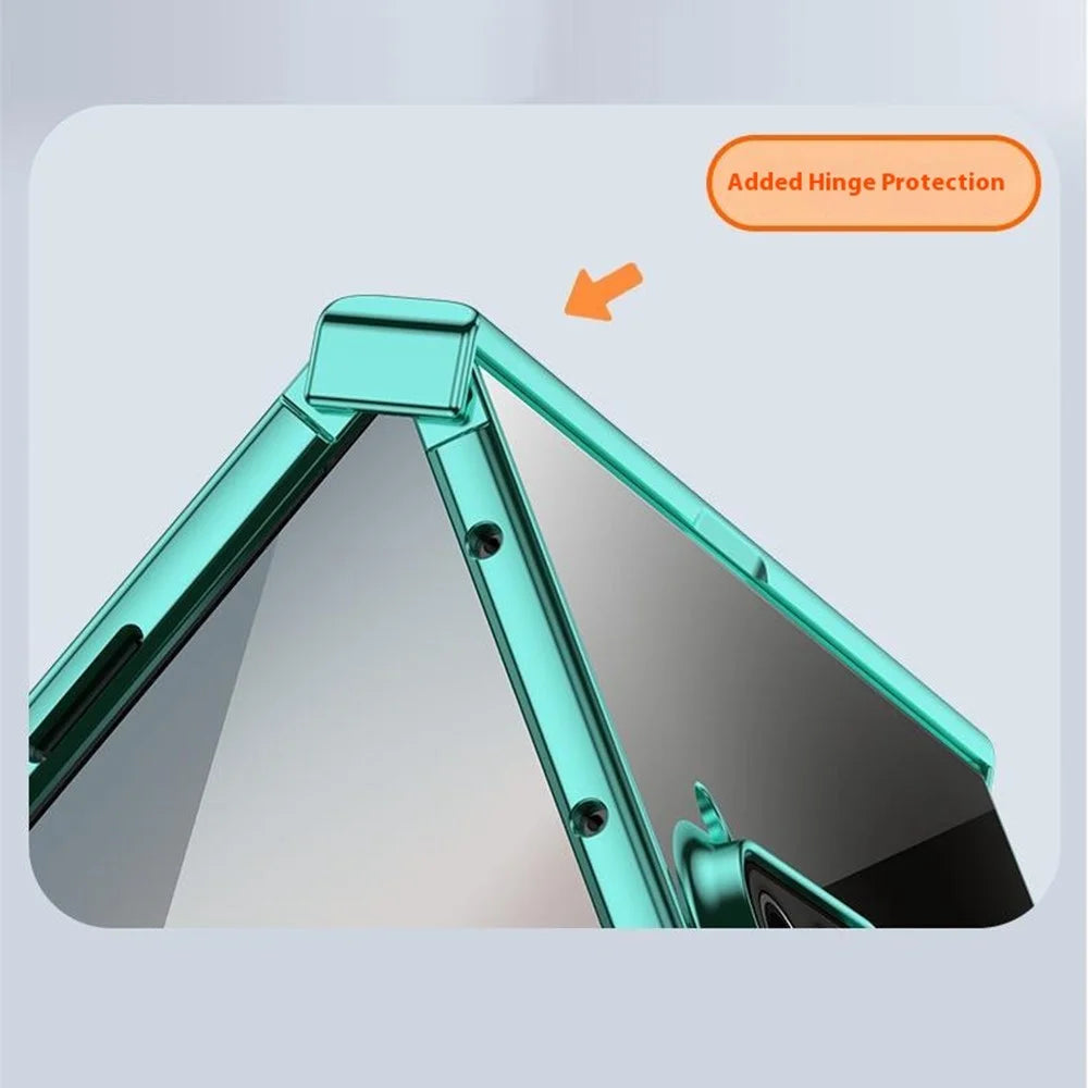 For Samsung Galaxy Z Fold7 5G Case Hinge Design Electroplating PC Clear Phone Cover - Green - 5