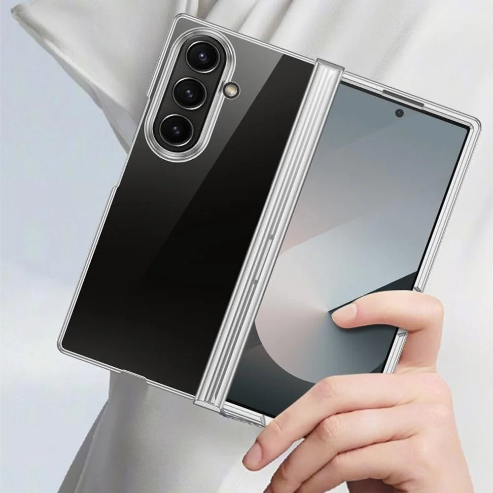 For Samsung Galaxy Z Fold7 5G Case Hinge Design Electroplating PC Clear Phone Cover - Green - 7