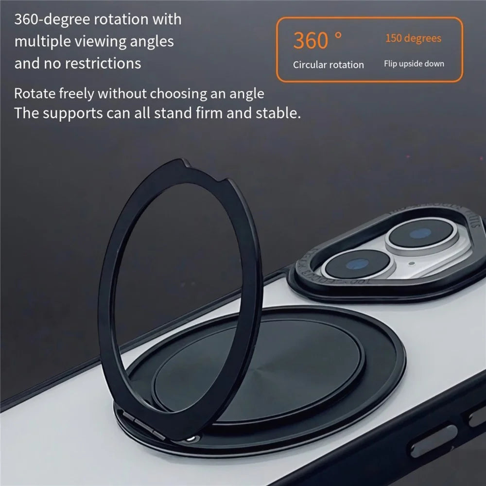 For iPhone 16 Plus Magnetic Case Acrylic TPU Phone Back Cover with Kickstand - Black - 5