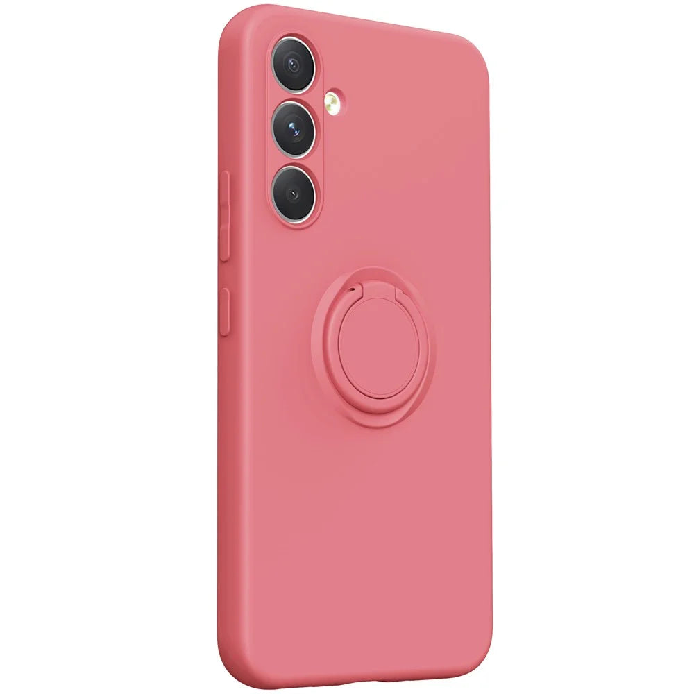 For Samsung Galaxy A18 5G / A18 4G / A17 5G / A17 4G Silicone Case with Strap Ring Kickstand Phone Cover - Red - 3