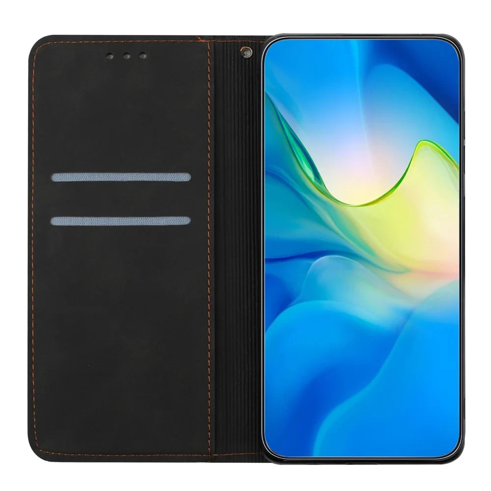 For iPhone 18 Pro / 17 Pro Case Imprinted Flower Wallet Stand Leather Phone Cover - Black - 2