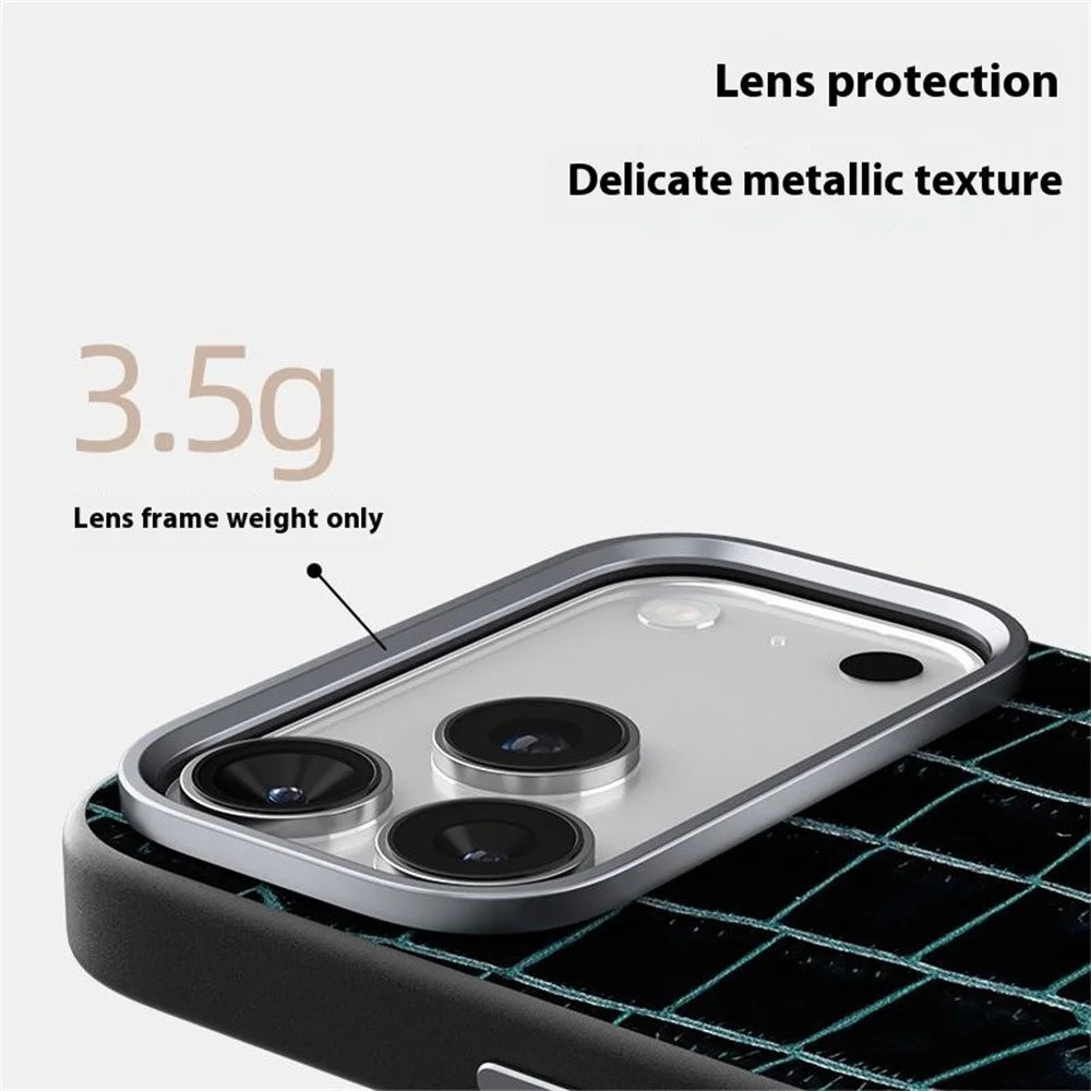 ABEEL For iPhone Air Case Compatible with MagSafe Crocodile Texture Micro-Embossing Back Cover - Black - 3