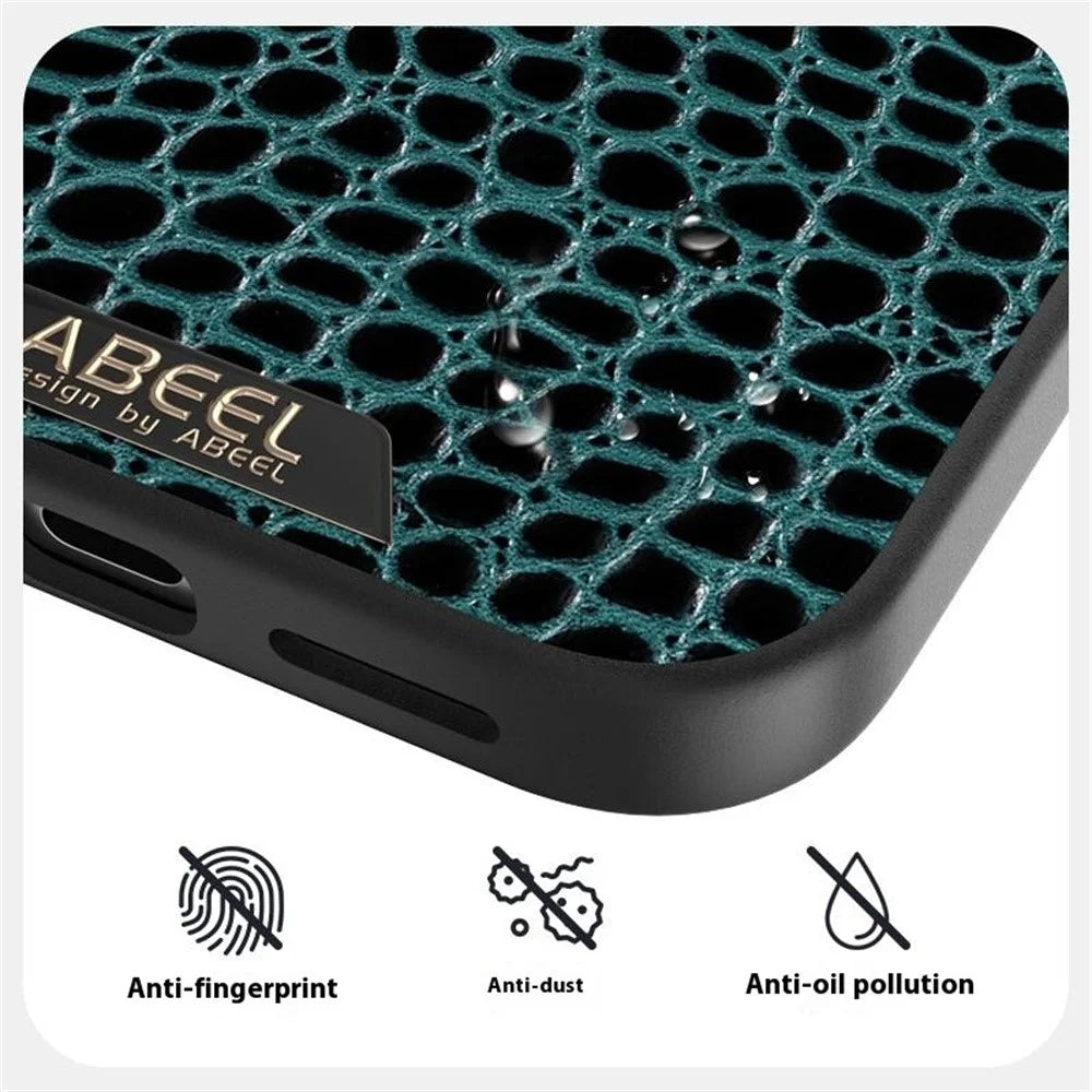 ABEEL For iPhone Air Case Compatible with MagSafe Crocodile Texture Micro-Embossing Back Cover - Black - 6