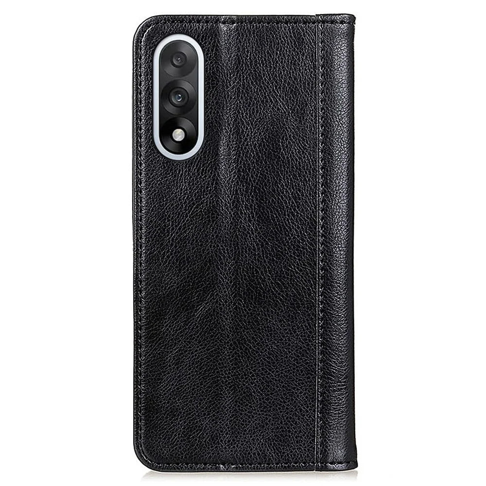 For OnePlus Nord 5 5G / Ace 5 Ultra 5G Stand Case Split Leather Litchi Texture Wallet Phone Cover - Black - 7