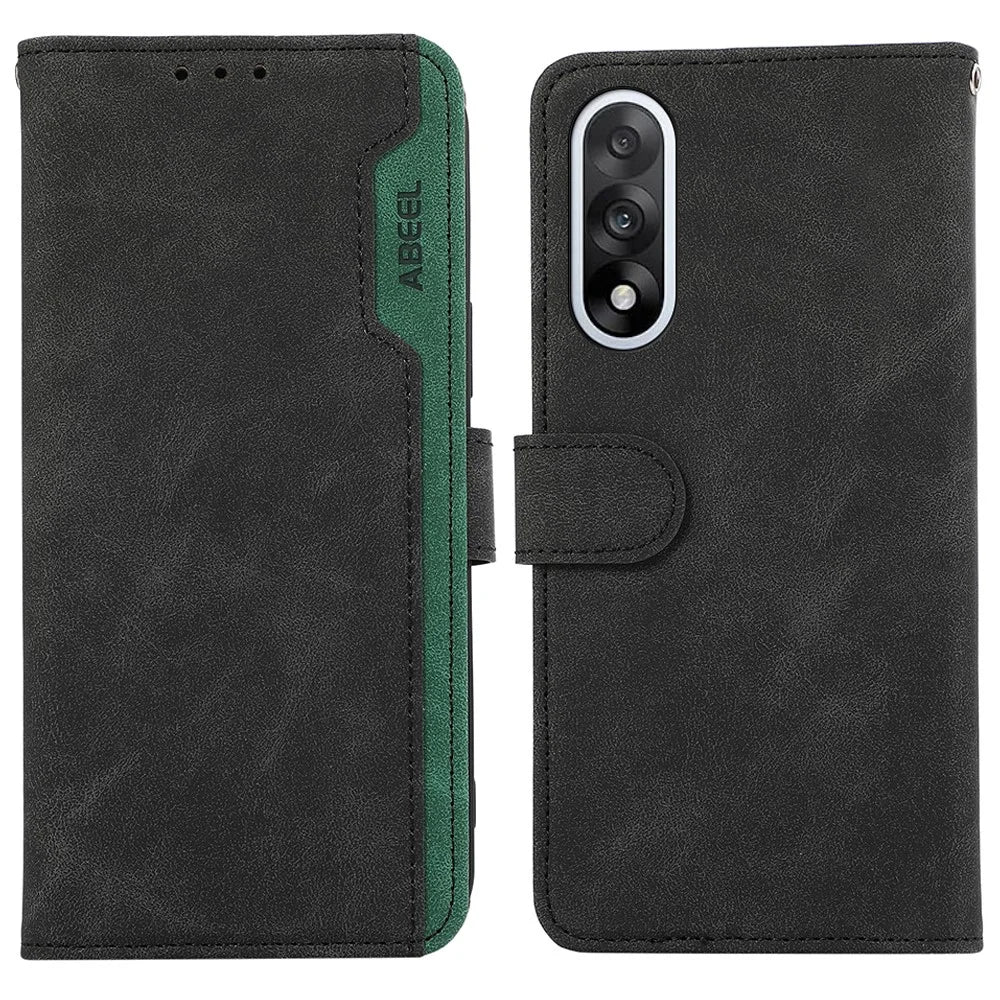 ABEEL For OnePlus Nord 5 5G / Ace 5 Ultra 5G Case Color Splicing Leather Flip Phone Cover RFID Blocking - Black - 1
