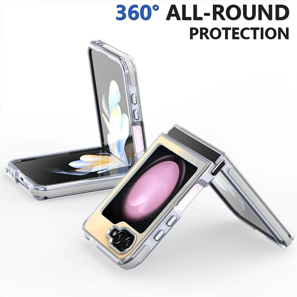 For Samsung Galaxy Z Flip6 5G Magnetic Case Cute Fluorescent Design TPU Acrylic Phone Back Cover - White - 2