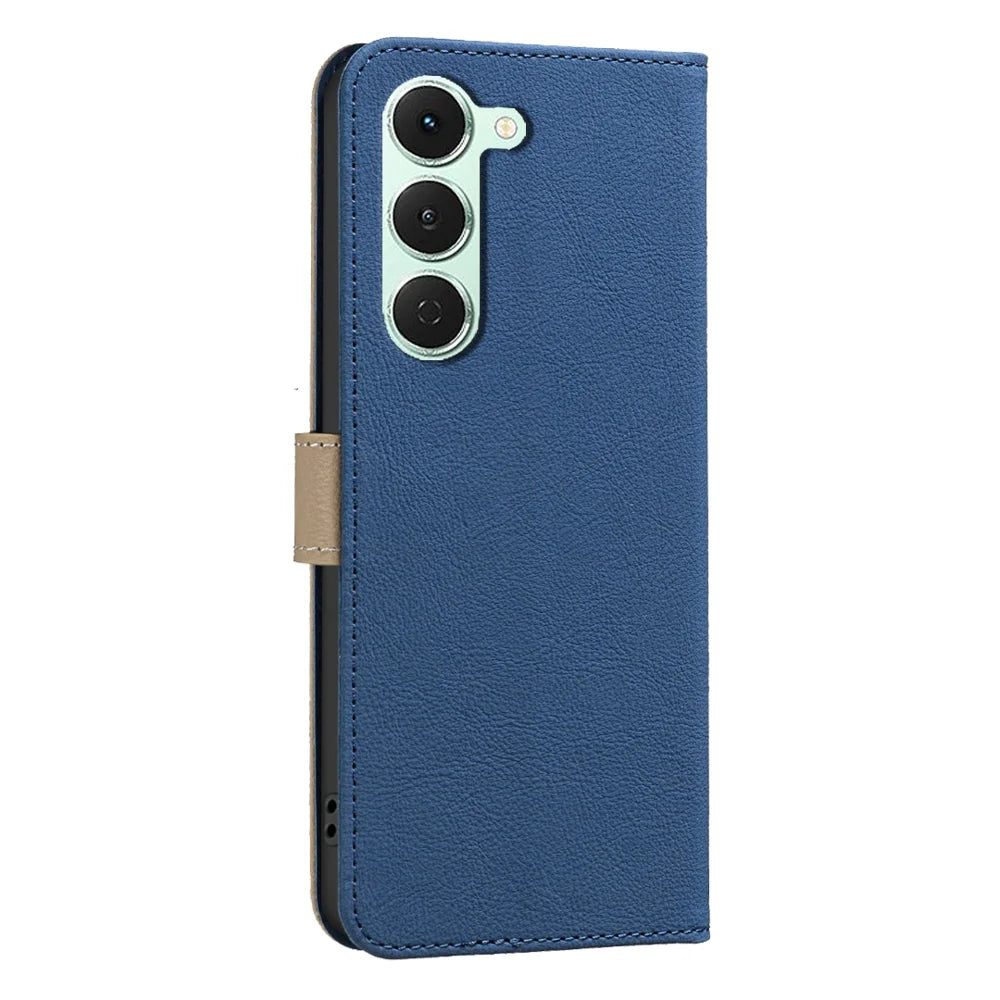 BINFEN COLOR For TECNO Spark 40 Pro 4G Leather Case  BF36 Floral Pattern Phone Cover RFID Blocking Wallet Stand - Dark Blue - 3