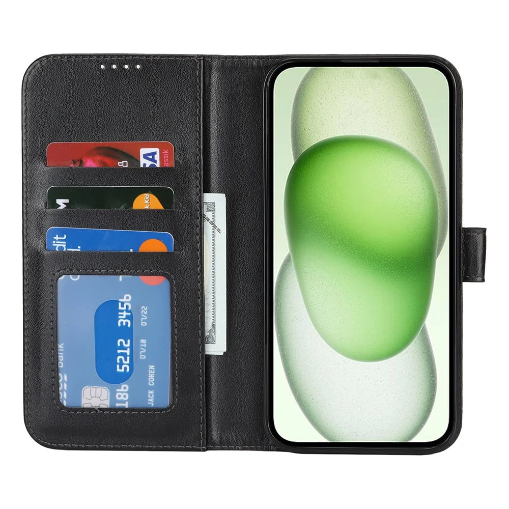 For iPhone 13 mini Stand Case Shockproof Leather Wallet Phone Cover - Black - 2