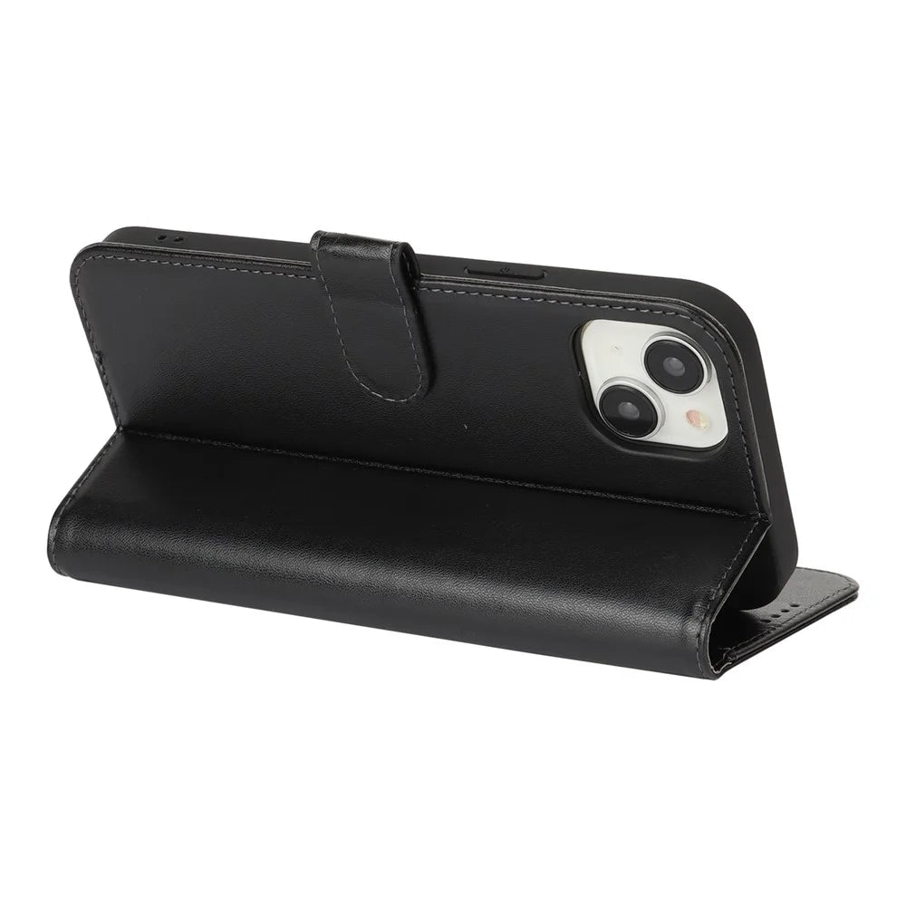 For iPhone 13 mini Stand Case Shockproof Leather Wallet Phone Cover - Black - 4