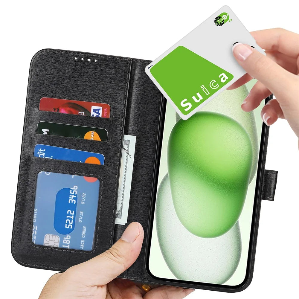 For iPhone 13 mini Stand Case Shockproof Leather Wallet Phone Cover - Black - 6