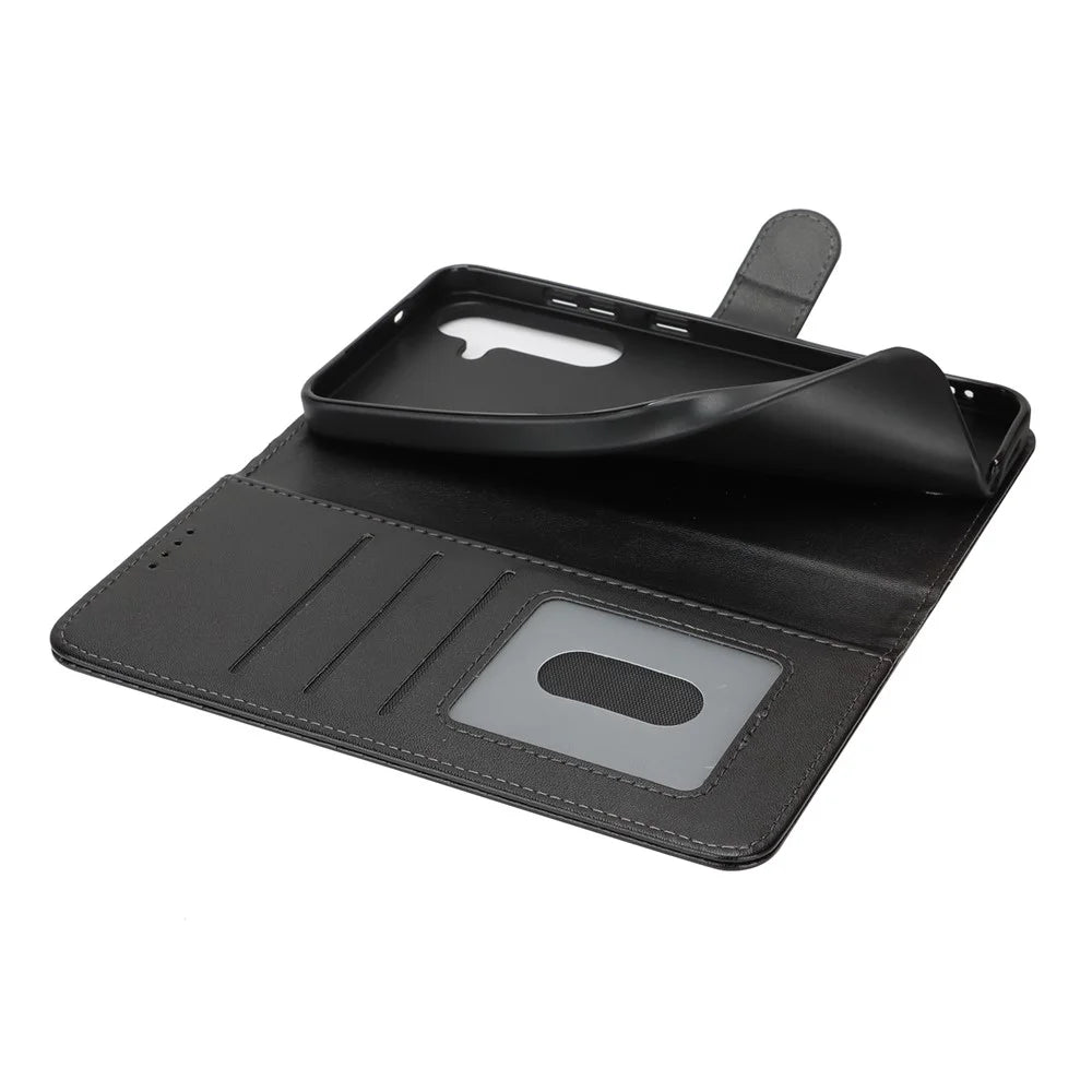 For Samsung Galaxy S25+ Stand Case Shockproof Leather Wallet Phone Cover - Black - 5