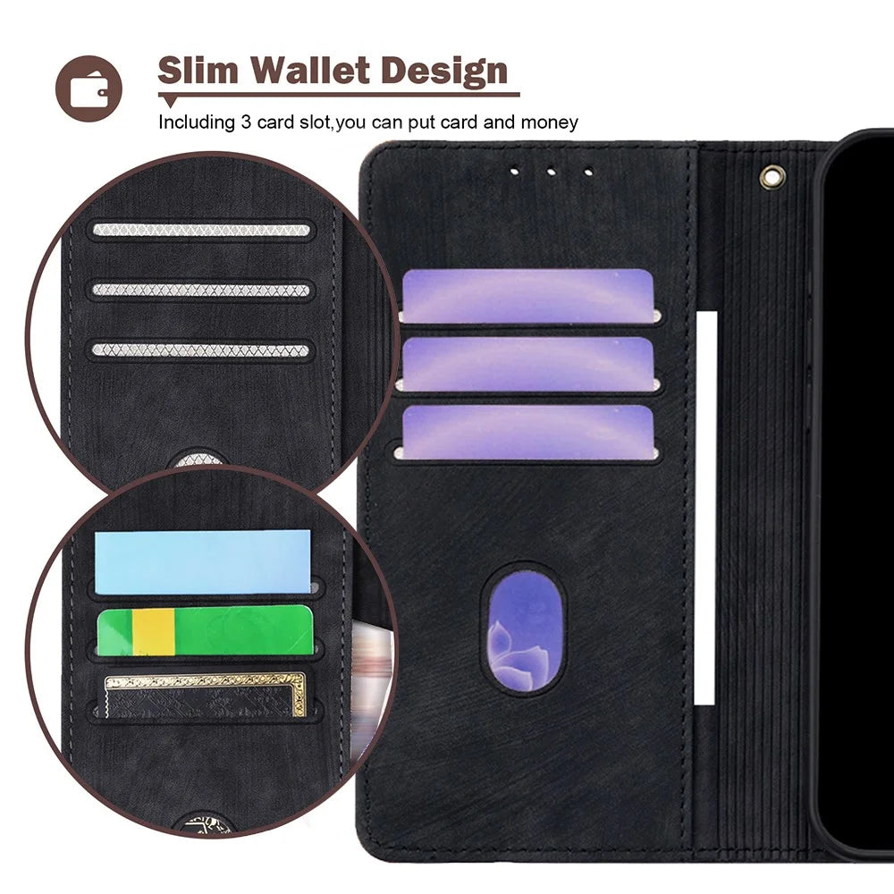 For Samsung Galaxy A05 4G Case RFID Blocking Color Splicing PU Leather Wallet Phone Cover - Black - 5