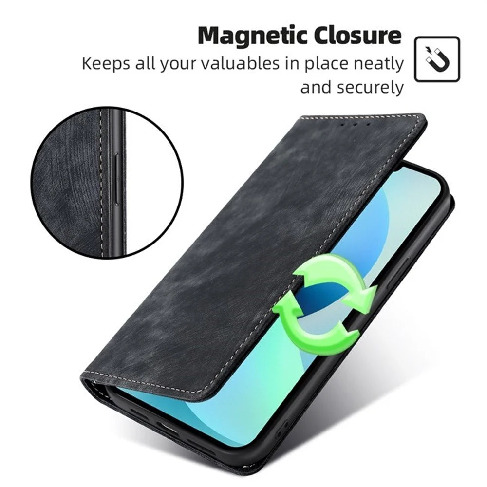 For Samsung Galaxy A36 5G Case RFID Blocking Wallet Foldable Stand Leather Phone Cover - Black - 4
