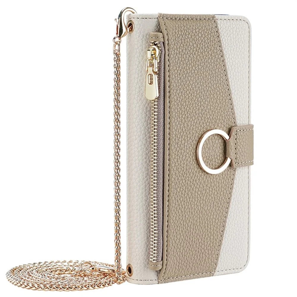 For OnePlus Ace 5 Ultra 5G / Nord 5 5G Case Mirror Wallet Leather Phone Cover with Chain Shoulder Strap - White - 2