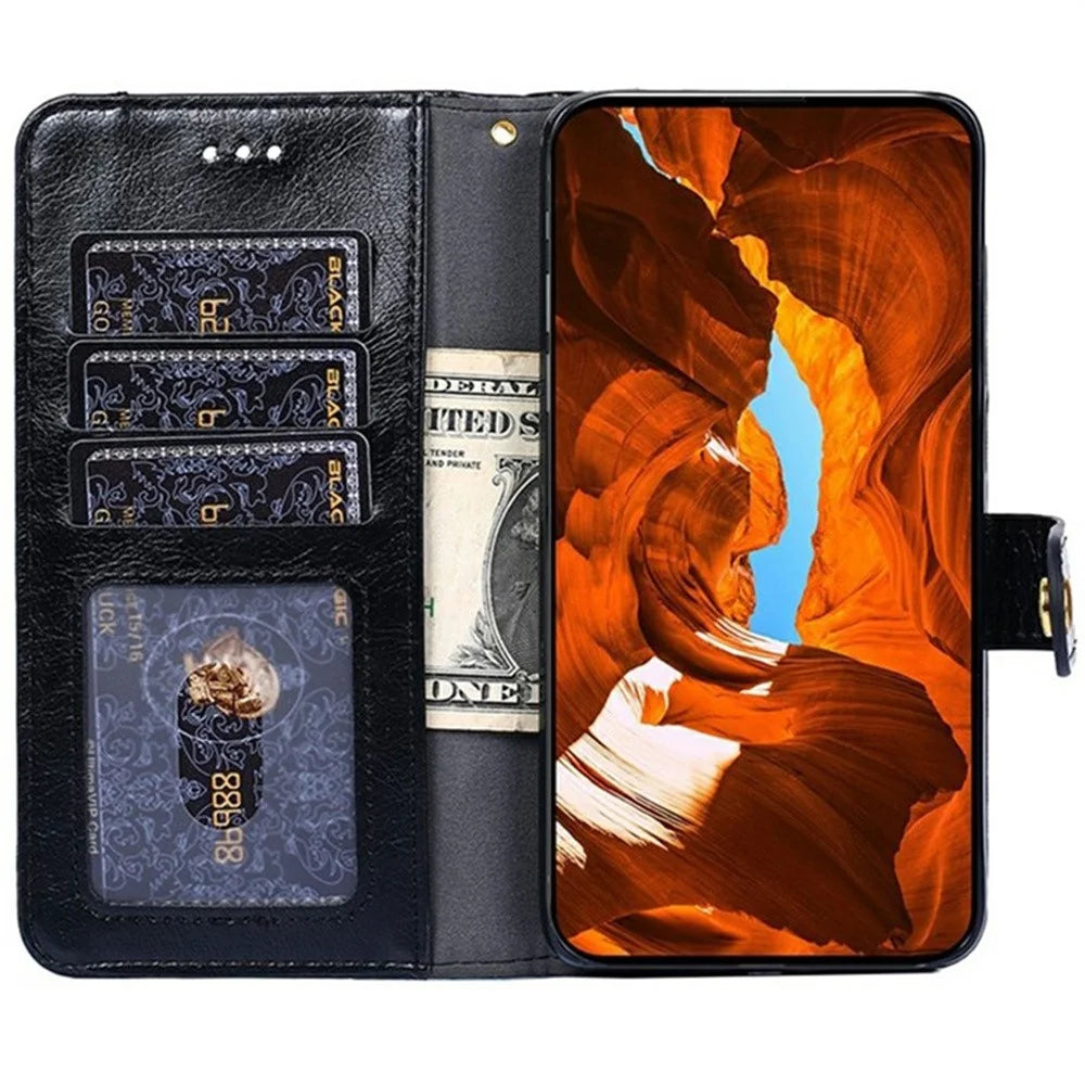 For OnePlus Ace 5 Ultra 5G / Nord 5 5G Case Zipper Pocket PU Leather Wallet Flip Phone Cover with Wrist Strap - Black - 2