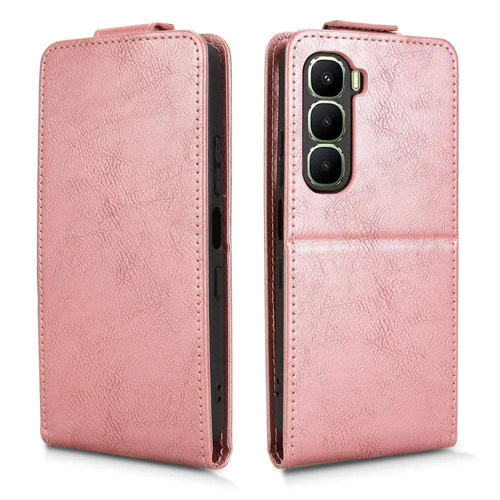 For Infinix Hot 60i 4G  /  Hot 60 5G Stand Case Magnetic Clasp Vertical Flip Leather Phone Cover with Card Holder - Rose Gold - 5