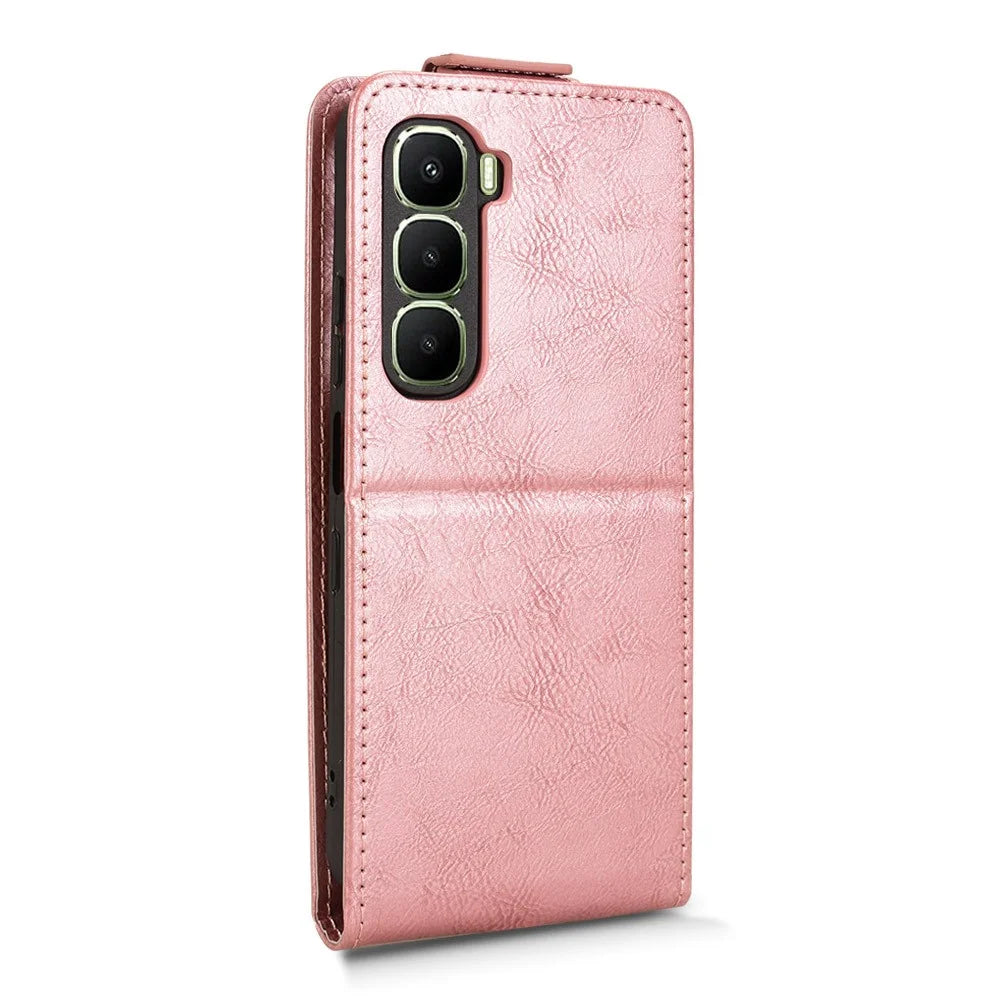 For Infinix Hot 60i 4G  /  Hot 60 5G Stand Case Magnetic Clasp Vertical Flip Leather Phone Cover with Card Holder - Rose Gold - 7