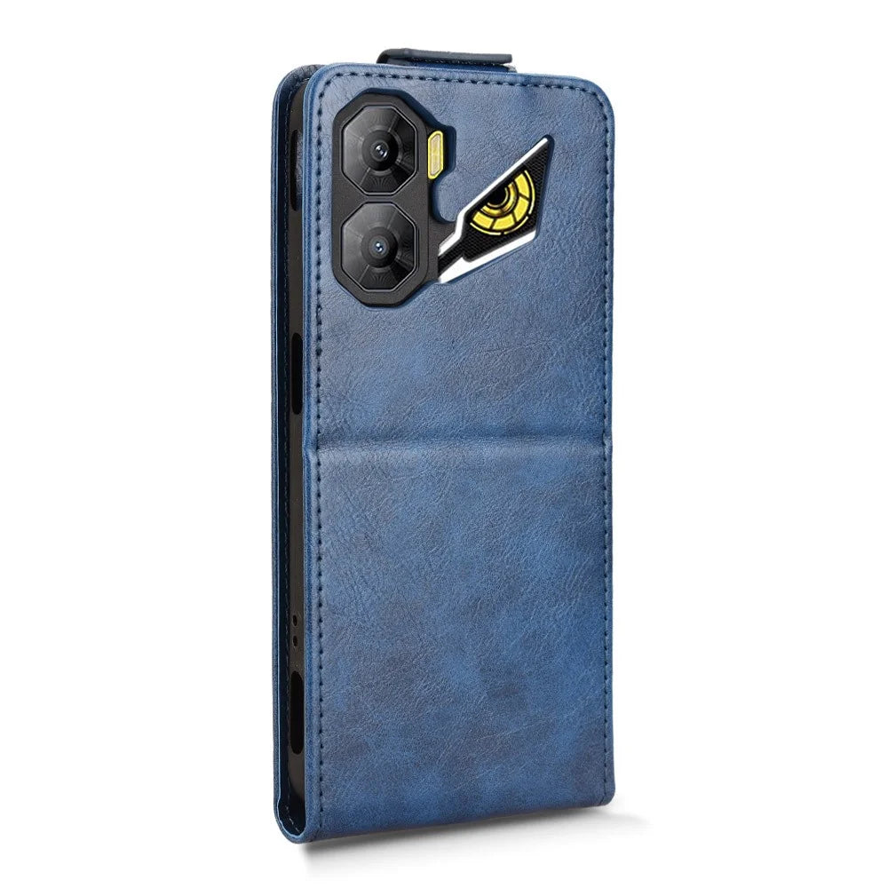 For ZTE nubia Neo 3 5G Stand Case Magnetic Clasp Vertical Flip Leather Phone Cover with Card Holder - Dark Blue - 7