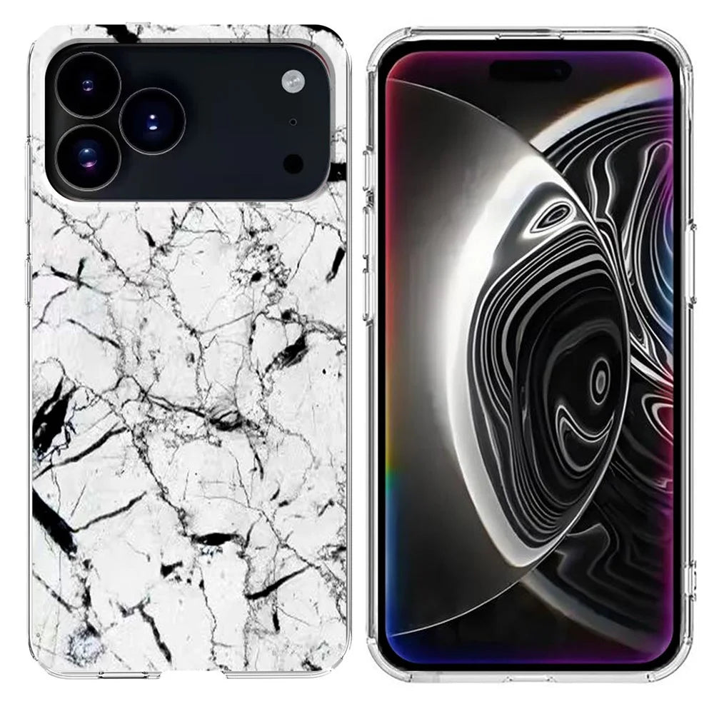 For iPhone 18 Pro / 17 Pro Case Marble Pattern Printing Soft TPU Phone Cover - White - 1