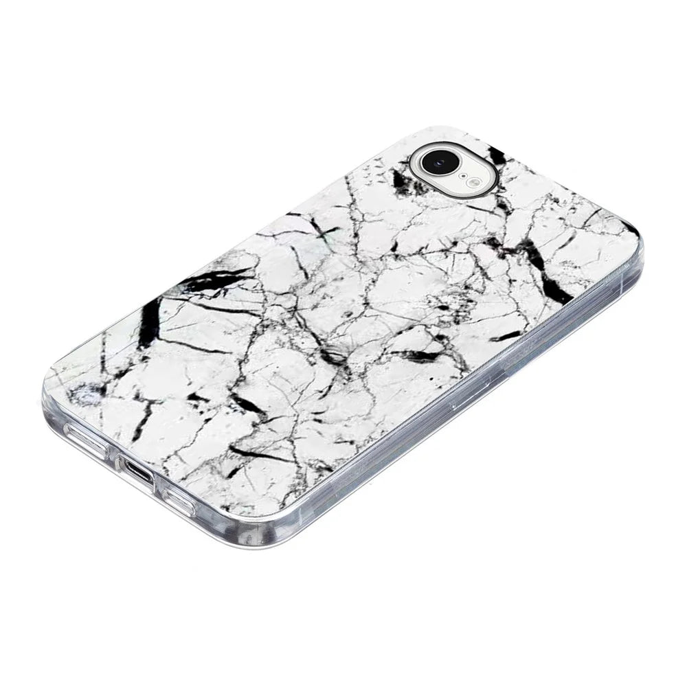 For iPhone SE (2022) / (2020) / 8 / 7 Case Marble Pattern Printing Soft TPU Phone Cover - White - 3