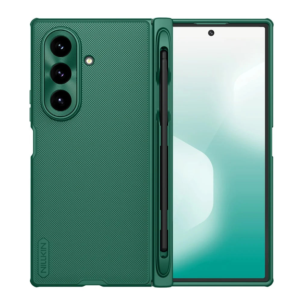 NILLKIN Super Frosted Shield Fold for Samsung Galaxy Z Fold7 5G Magnetic Case PC Matte Phone Cover with Stylus Pen - Green - 1