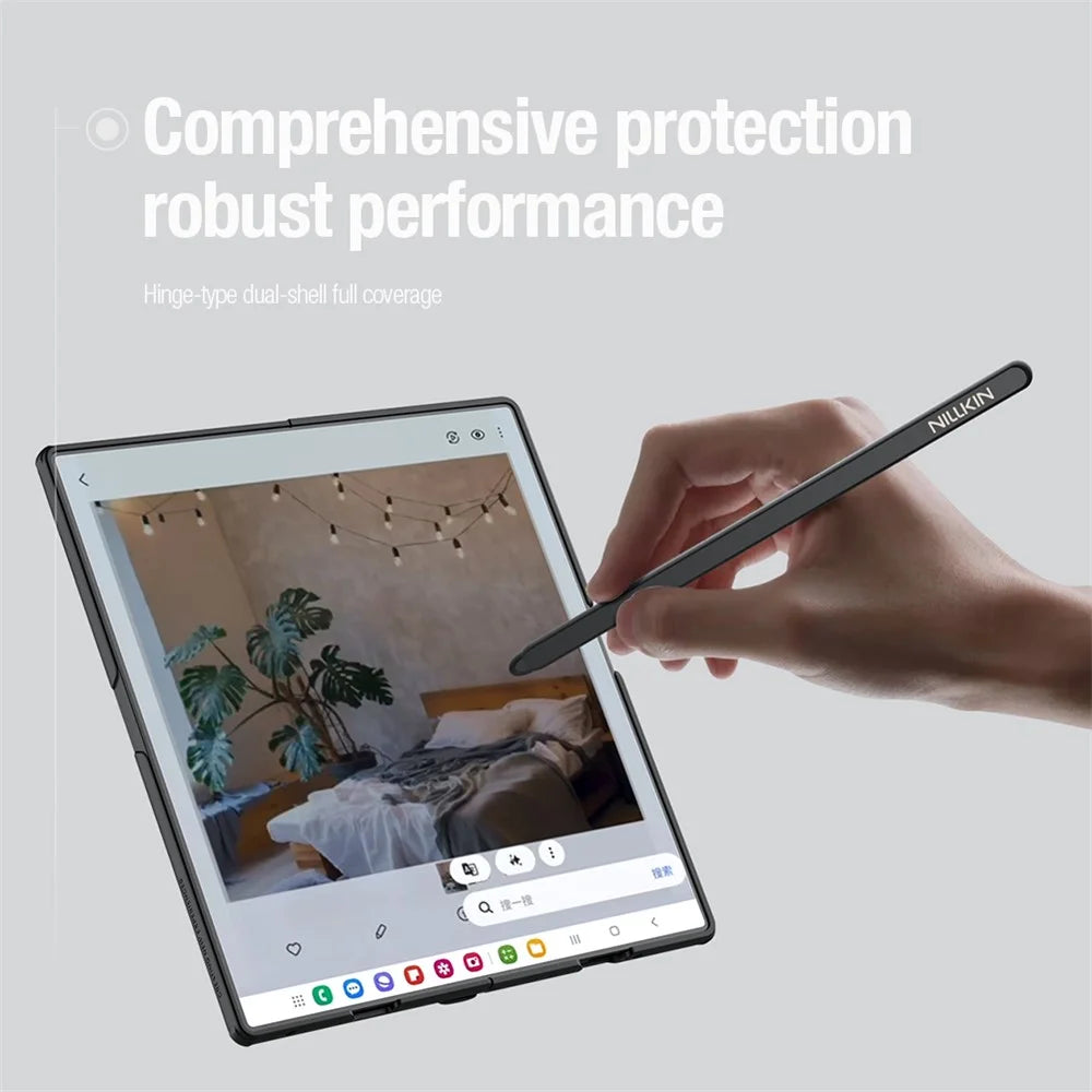 NILLKIN Super Frosted Shield Fold for Samsung Galaxy Z Fold7 5G Magnetic Case PC Matte Phone Cover with Stylus Pen - Green - 6