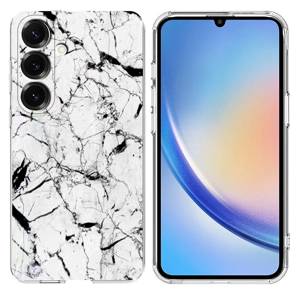 For Samsung Galaxy A15 4G / A15 5G Case Marble Pattern Printing Soft TPU Phone Cover - White - 1