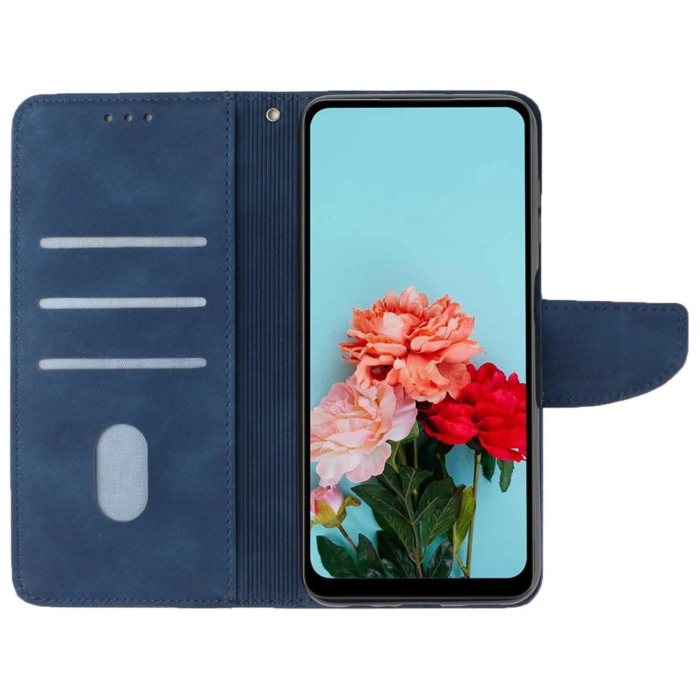 Mobile Phone Case for Samsung Galaxy A23e, Solid Color PU Leather Coated TPU Magnetic Closure Stand Flip Phone Cover - Blue - 2