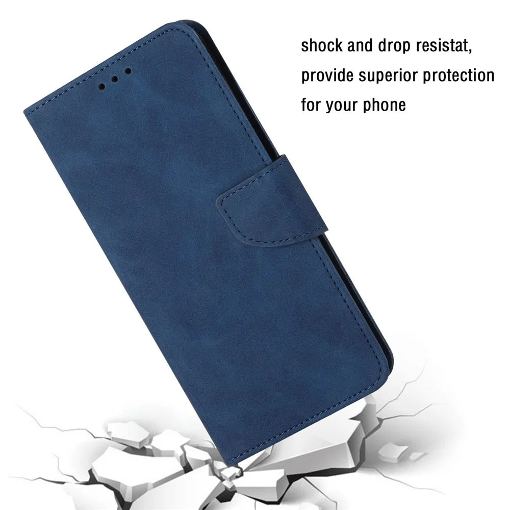 Mobile Phone Case for Samsung Galaxy A23e, Solid Color PU Leather Coated TPU Magnetic Closure Stand Flip Phone Cover - Blue - 4