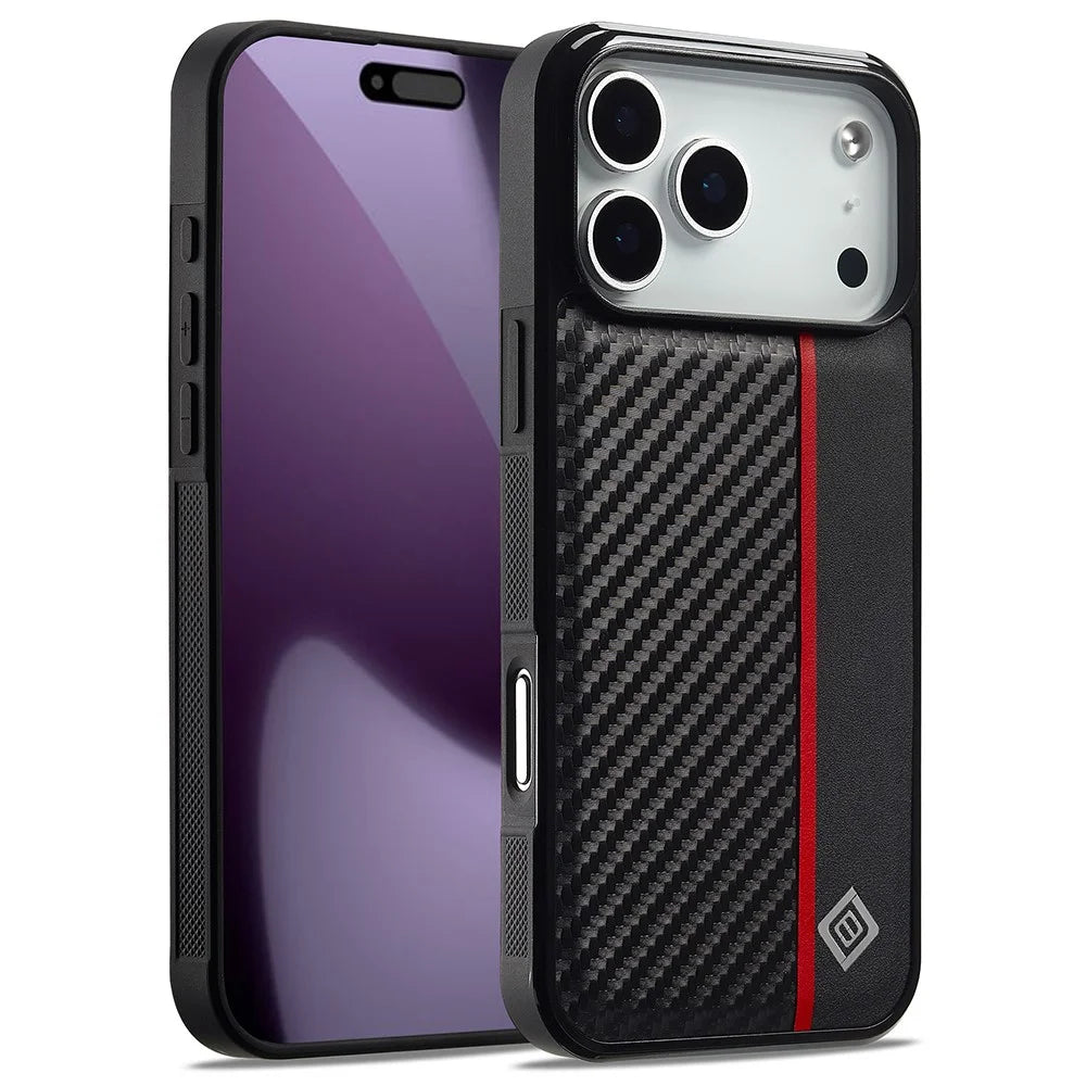LC.IMEEKE For iPhone 18 Pro / 17 Pro Case Carbon Fiber Texture Leather + TPU + EVA Phone Cover - 1