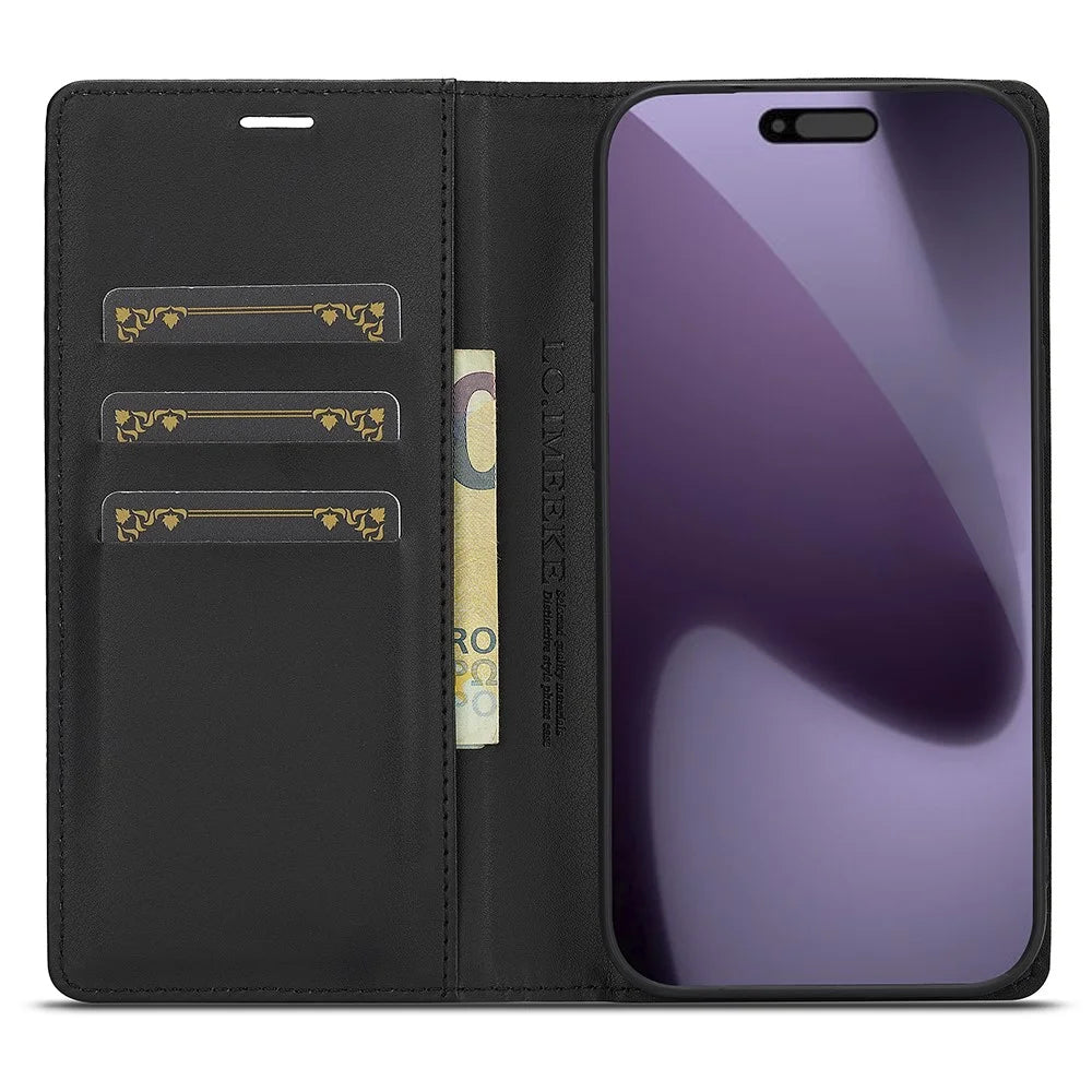 LC.IMEEKE For iPhone 18 Pro Max / 17 Pro Max Wallet Case Carbon Fiber Texture Leather Phone Cover - Horizontal Stripe - 2