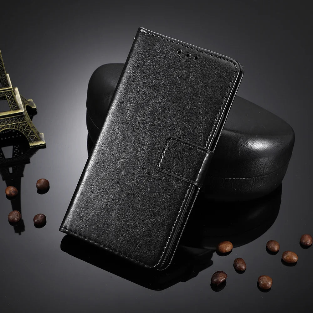 For Oukitel C61 Pro / Oukitel C61 PU Leather Case with Strap Crazy Horse Texture Phone Wallet Cover - Black - 2