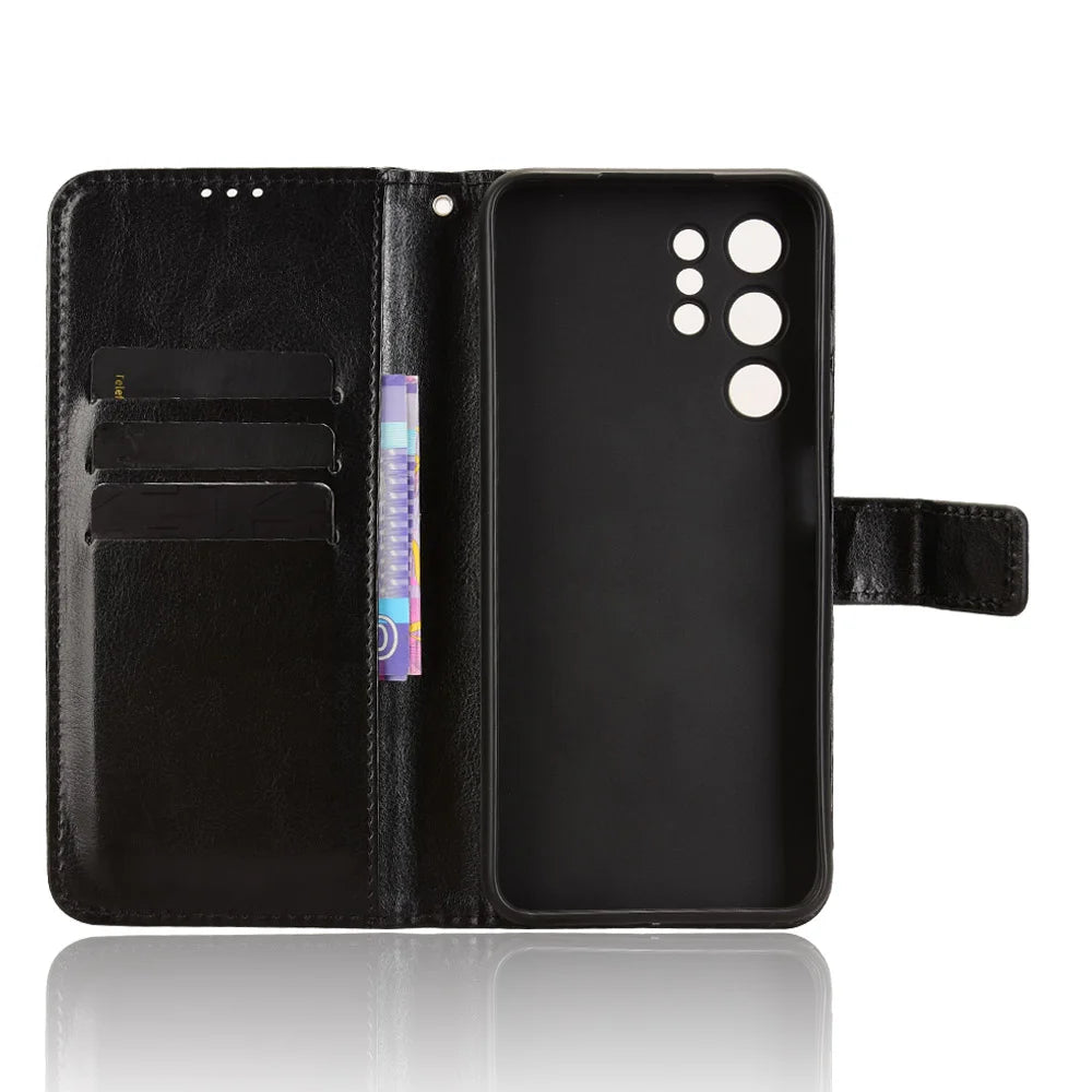 For Oukitel C61 Pro / Oukitel C61 PU Leather Case with Strap Crazy Horse Texture Phone Wallet Cover - Black - 4