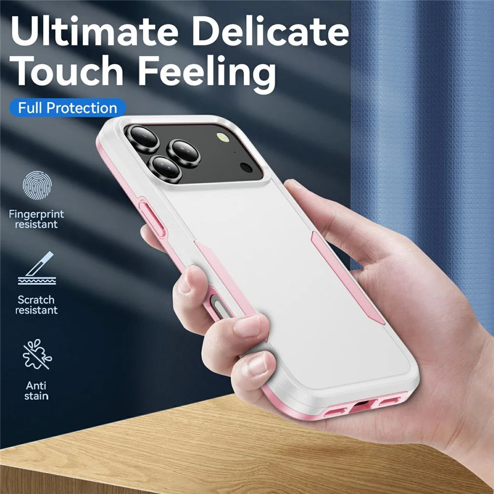 For iPhone 18 Pro Max / 17 Pro Max Case PC + TPU Military Grade Drop Protective Phone Cover - White + Pink - 2
