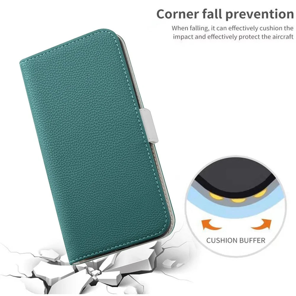 For Google Pixel 7 Pro 5G Litchi Texture Candy Color PU Leather Case Foldable Stand Wallet Phone Full Protection Cover - Dark Green - 5
