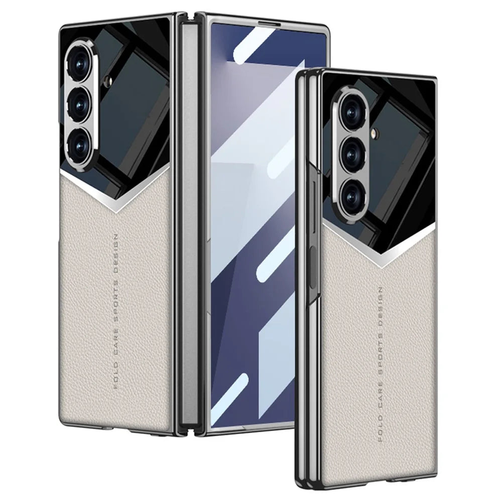 GKK For Samsung Galaxy Z Fold7 5G Cases Electroplating PU + PC + TPU Phone Cover with Front Film - Titanium Grey - 1