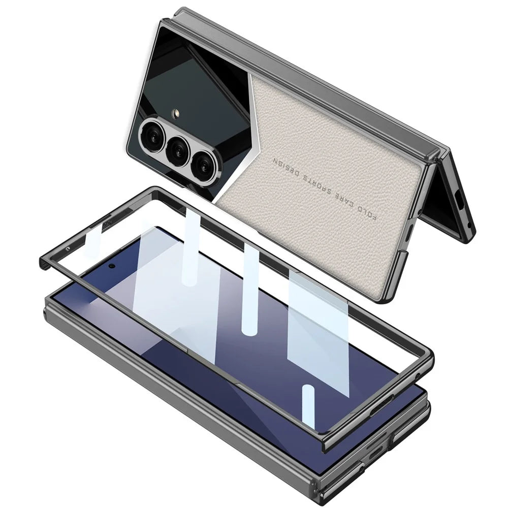 GKK For Samsung Galaxy Z Fold7 5G Cases Electroplating PU + PC + TPU Phone Cover with Front Film - Titanium Grey - 5