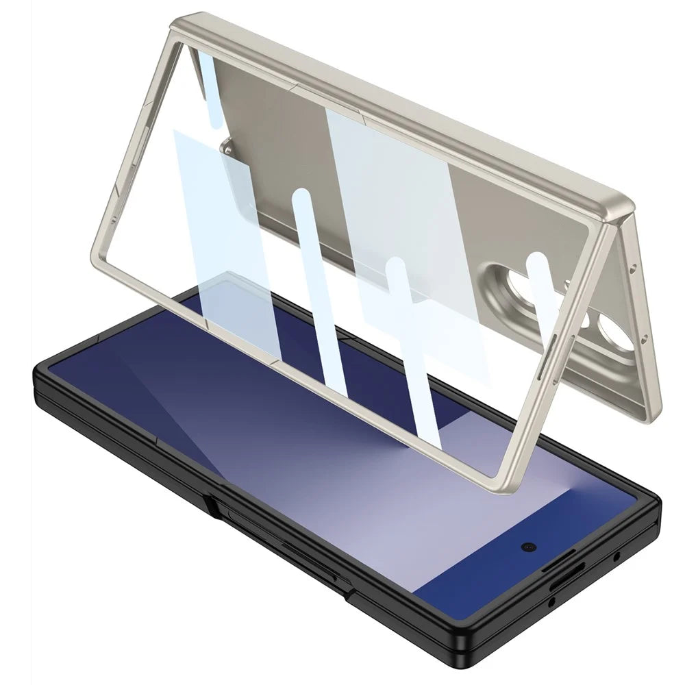 GKK For Samsung Galaxy Z Fold7 5G Case Magnetic Hinge Protection PC Slim Phone Cover with Tempered Glass Film - Black - 7