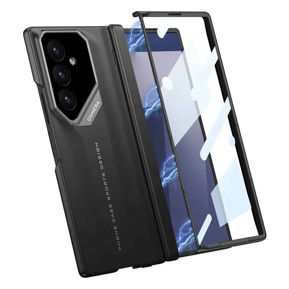 GKK For Samsung Galaxy Z Fold7 5G Case Hinge Protection Shockproof PC Phone Cover with Screen Film - Black - 1