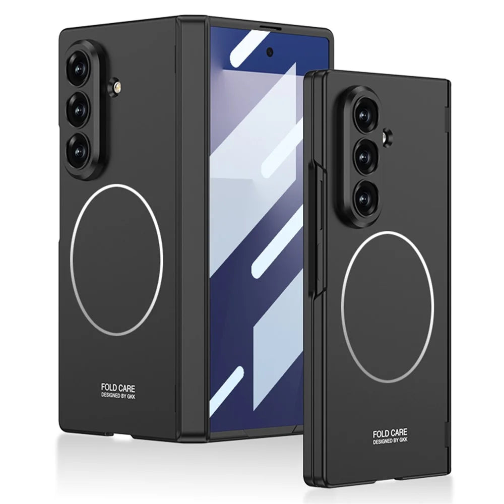 GKK For Samsung Galaxy Z Fold7 5G Case Hinge Protection PC Phone Cover with Screen Film, Wireless Charging Compatible - Black - 1