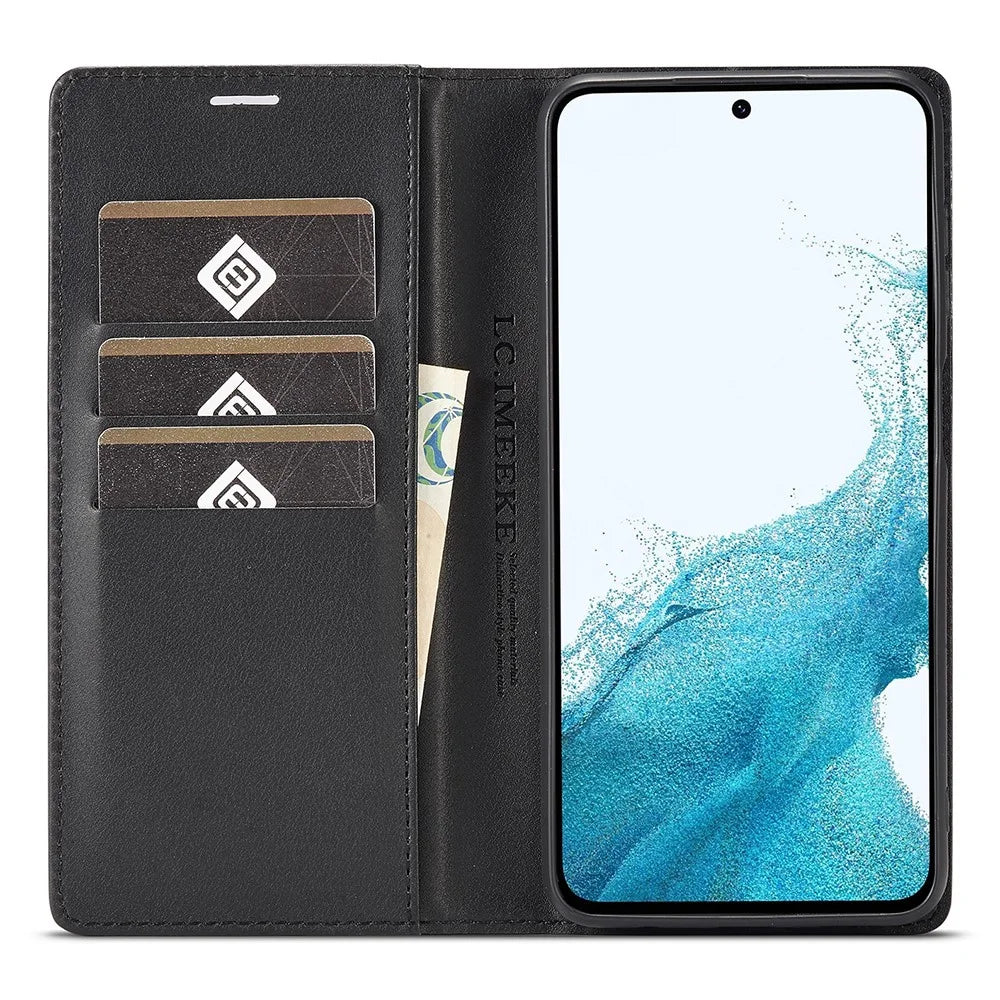 LC.IMEEKE For Samsung Galaxy A17 5G / A17 4G Wallet Case Carbon Fiber Texture Leather Phone Cover - Horizontal Stripe - 2