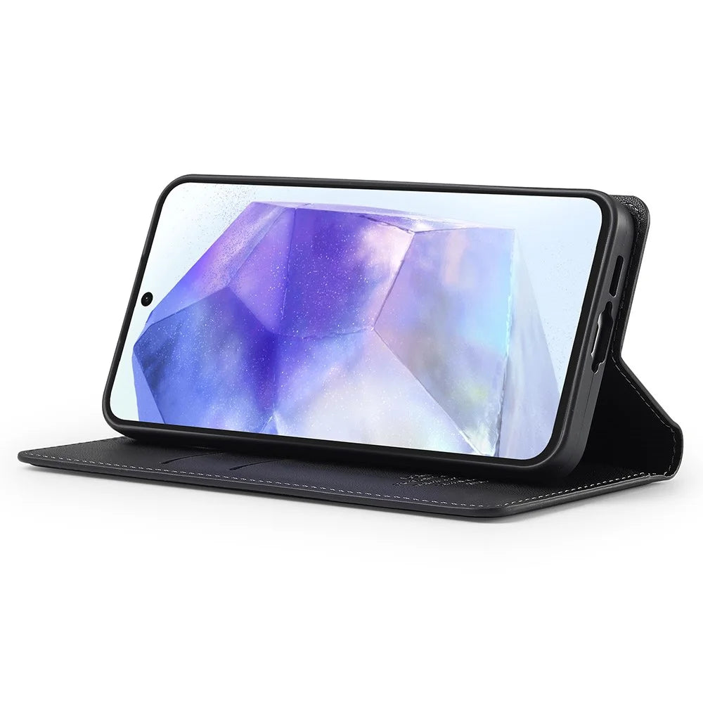 LC.IMEEKE L1 Series for Samsung Galaxy A17 5G / A17 4G Case PU Leather Wallet Stand Protective Phone Cover - Black - 2