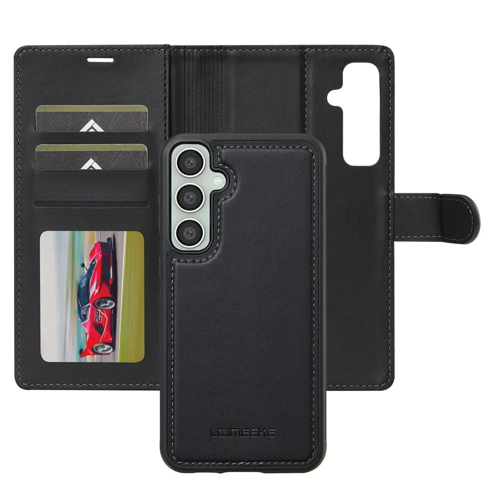 LC.IMEEKE L2 Series for Samsung Galaxy A17 5G / A17 4G Case PU Leather Wallet Detachable Magnetic Phone Cover - Black - 2