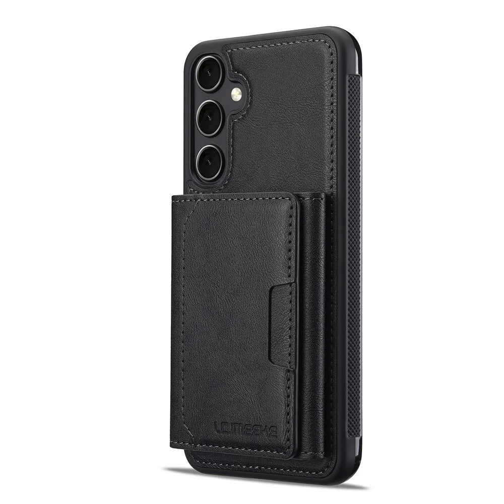 LC.IMEEKE L5 For Samsung	Galaxy A17 5G / A17 4G Magnetic Phone Case Leather Back Cover with Detachable Card Holder - Black - 3