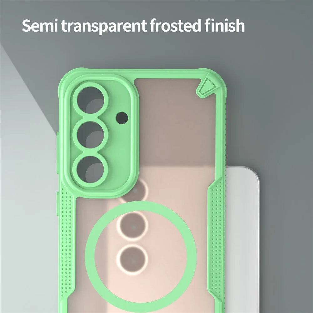 For Samsung Galaxy S25 FE Magnetic Case Compatible with MagSafe TPU + PC Phone Back Cover - Green - 3