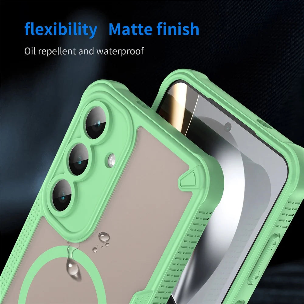 For Samsung Galaxy S25 FE Magnetic Case Compatible with MagSafe TPU + PC Phone Back Cover - Green - 7